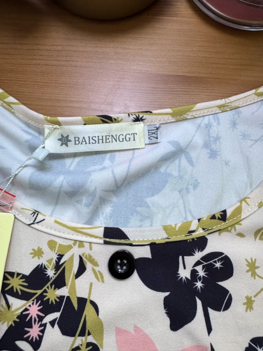 BAISHENGGT Apricot Floral 3/4 Sleeve Tunic Top Size 2XL New With Tags - Picture 5 of 9